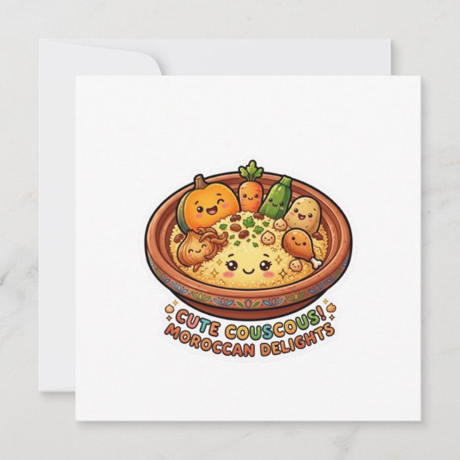 Cute Kawaii Moroccan Couscous Friday Gathering Col Invitation (Front)