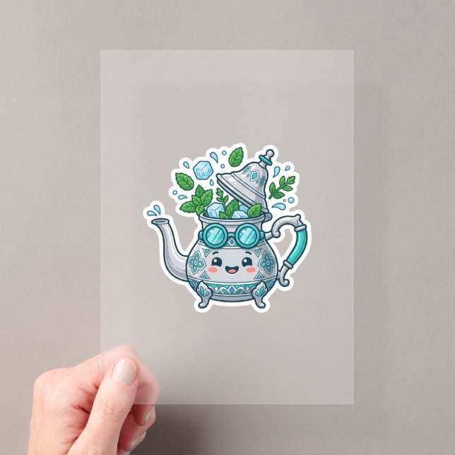 Cute Kawaii Moroccan Iced Mint Tea Summer BSticker Acrylic Invitations (Insitu (Handheld))