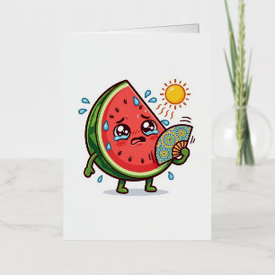 Cute Kawaii Moroccan Summer Watermelon DallSticker Foil Greeting Card