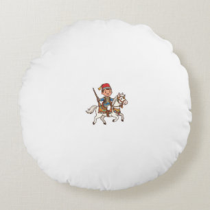 Cute Kawaii Moroccan Tbourida Horseman Cultural St Round Cushion