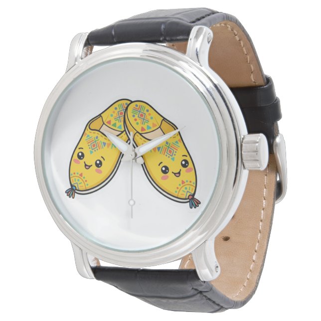 Cute Kawaii Moroccan Teapot & Mint Tea Sticker Watch (Angled)