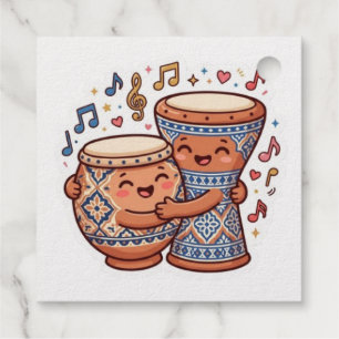 Cute Kawaii Moroccan Traditional Clay Drums Taarij Favour Tags