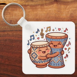 Cute Kawaii Moroccan Traditional Clay Drums Taarij Key Ring