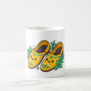 Cute Kawaii Moroccan Yellow Babouche Slippers Stic Coffee Mug