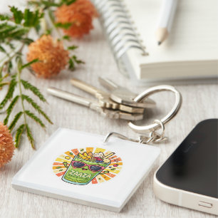 Cute Kawaii Moroccan Zaaza Summer Avocado Smoothie Key Ring