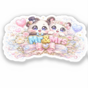 Cute Kawaii Mr and Mrs Panda Couple Pastel Pink We