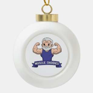 Cute Kawaii Muscle Daddy Bearded Bodybuilder Ceramic Ball Christmas Ornament