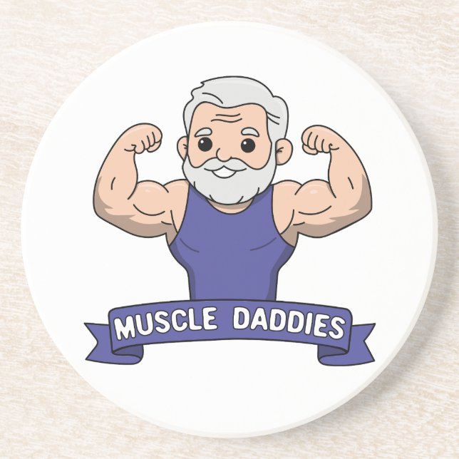 Cute Kawaii Muscle Daddy Bearded Bodybuilder Coaster (Front)