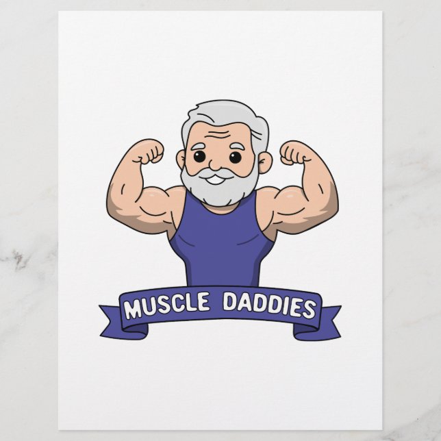 Cute Kawaii Muscle Daddy Bearded Bodybuilder Custom Letterhead (Front)