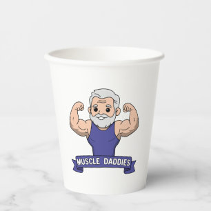 Cute Kawaii Muscle Daddy Bearded Bodybuilder Paper Cups
