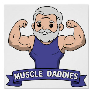 Cute Kawaii Muscle Daddy Bearded Bodybuilder Poster