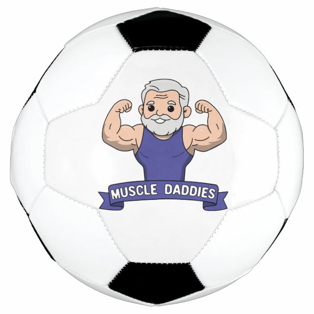 Cute Kawaii Muscle Daddy Bearded Bodybuilder Soccer Ball (Front)