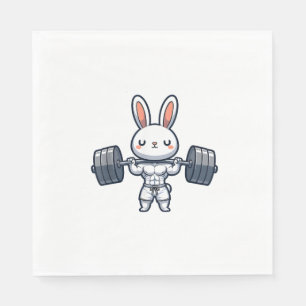 Cute Kawaii Muscular Rabbit Weightlifting Funny Napkin