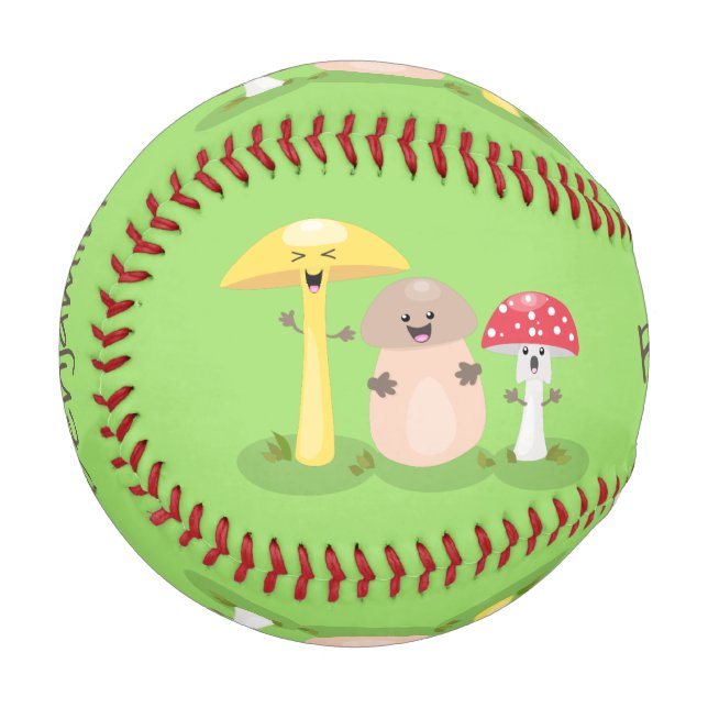 Cute kawaii mushroom fungi toadstool baseball (Front Left)