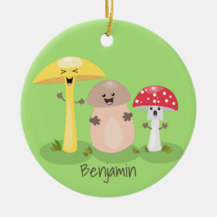 Cute kawaii mushroom fungi toadstool ceramic tree decoration