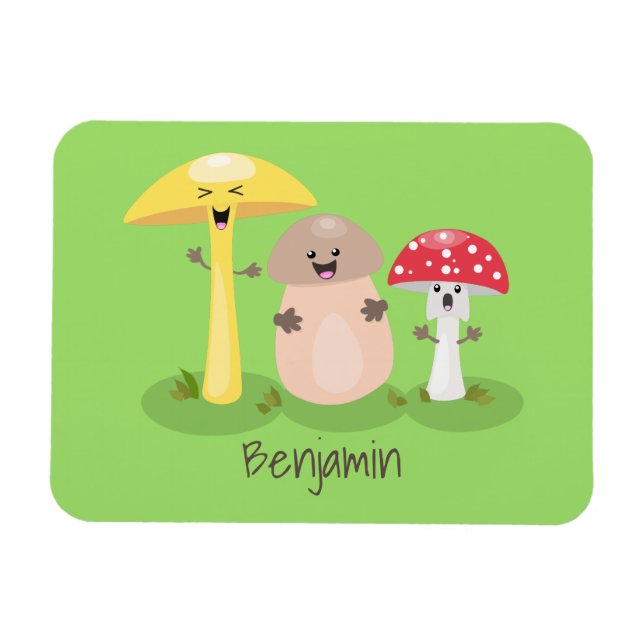 Cute kawaii mushroom fungi toadstool magnet (Horizontal)