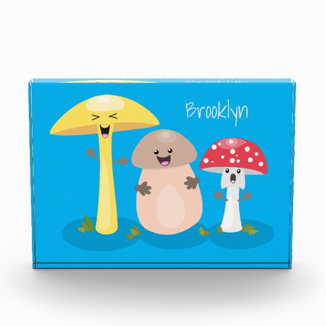 Cute kawaii mushroom fungi toadstool photo block (Front)