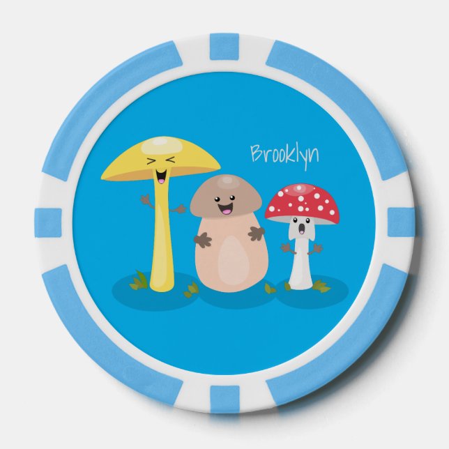 Cute kawaii mushroom fungi toadstool poker chips (Front)