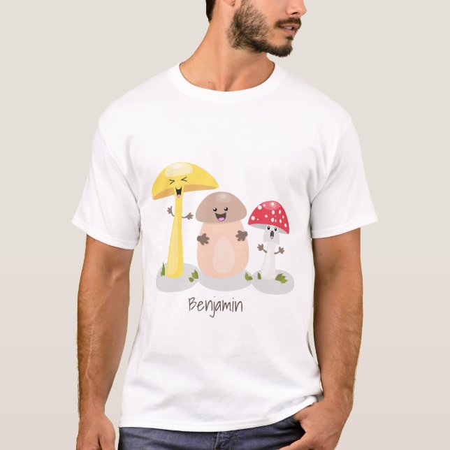 Cute kawaii mushroom fungi toadstool T-Shirt (Front)