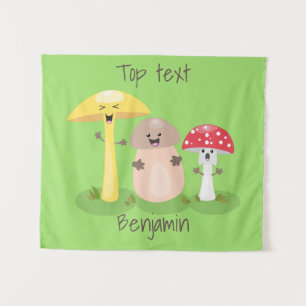 Cute kawaii mushroom fungi toadstool  tapestry