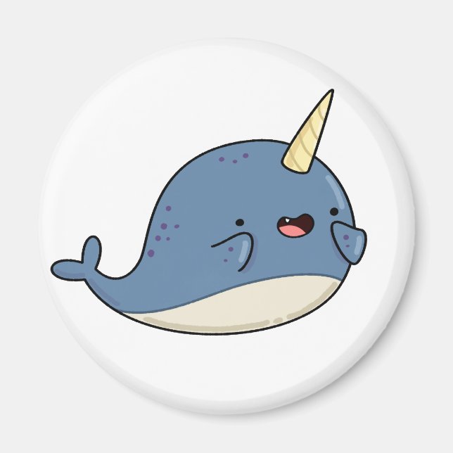 Cute Kawaii Narwhal Magnet (Front)