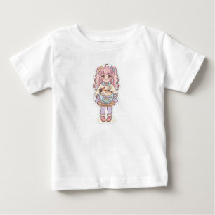 Cute Kawaii Neko Cafe Chibi Anime Girl Baby T-Shir T-Shirt