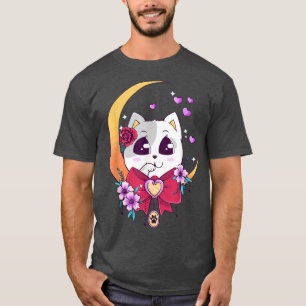 Cute Kawaii Neko Cat Anime Moon Pastel T-Shirt
