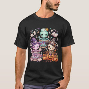 Cute Kawaii Nurse Skeleton Witch Halloween Coffee T-Shirt