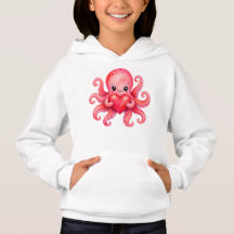 Cute Kawaii Octopus Holding Heart