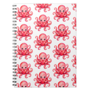Cute Kawaii Octopus Holding Heart Notebook