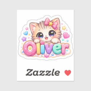 Cute Kawaii Oliver Cat Name Pastel Pink Sparkling 