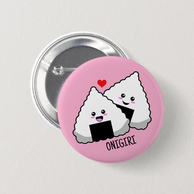 Cute Kawaii Onigiri Japanese Food 6 Cm Round Badge (Front & Back)