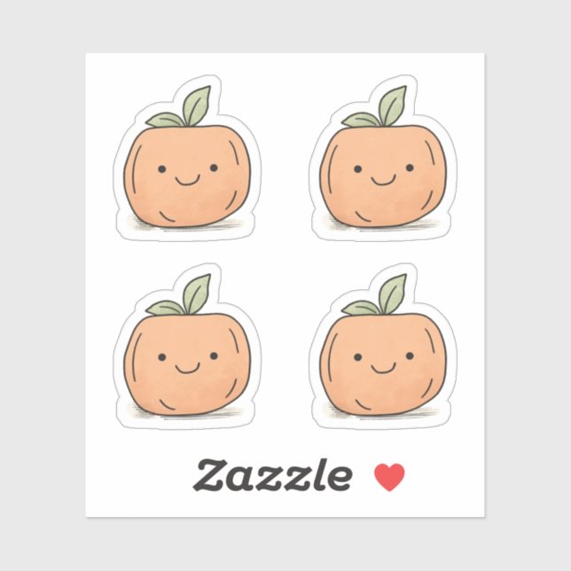 Cute Kawaii Orange Watercolor Pumpkin (Sheet)