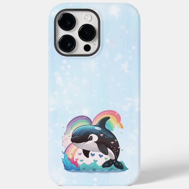 Cute Kawaii Orca Killer Whale Rainbows Butterflies Case-Mate iPhone Case (Back)