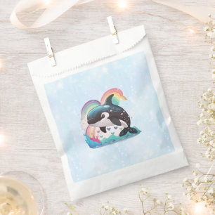 Cute Kawaii Orca Killer Whale Rainbows Butterflies Favour Bags
