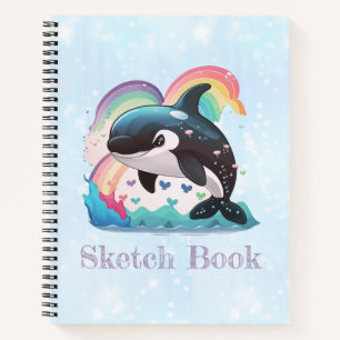 Cute Kawaii Orca Killer Whale Rainbows Butterflies Notebook