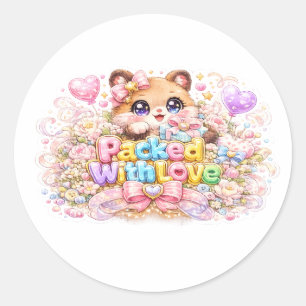 Cute Kawaii Packed With Love Teddy Bear Pastel Pin Classic Round Sticker