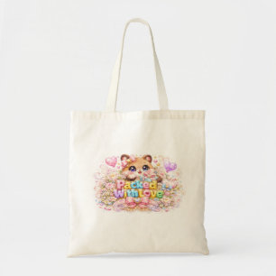Cute Kawaii Packed With Love Teddy Bear Pastel Pin Tote Bag