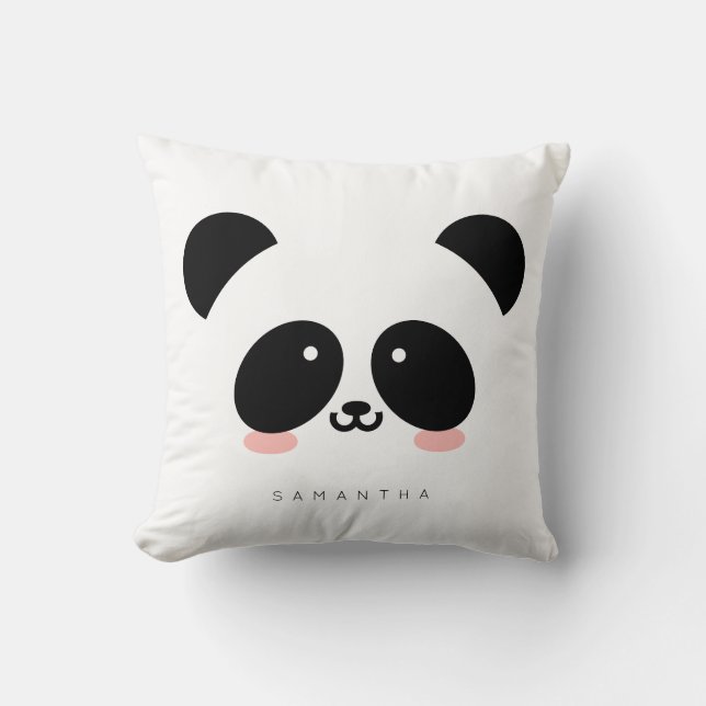 Cute Kawaii Panda | Add Your Name Cushion (Front)
