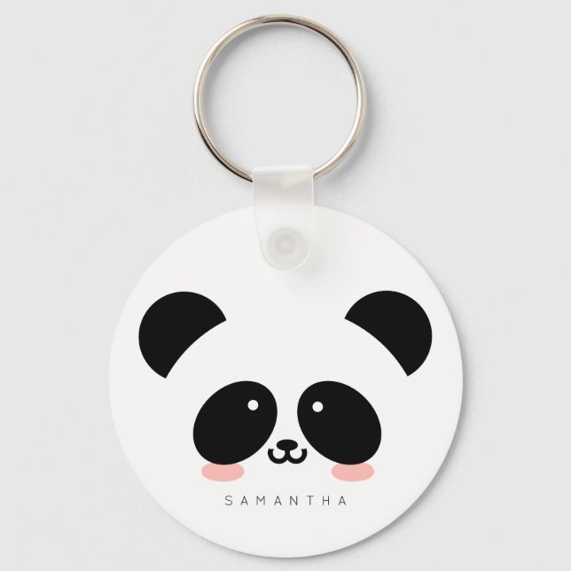 Cute Kawaii Panda | Add Your Name Key Ring (Front)