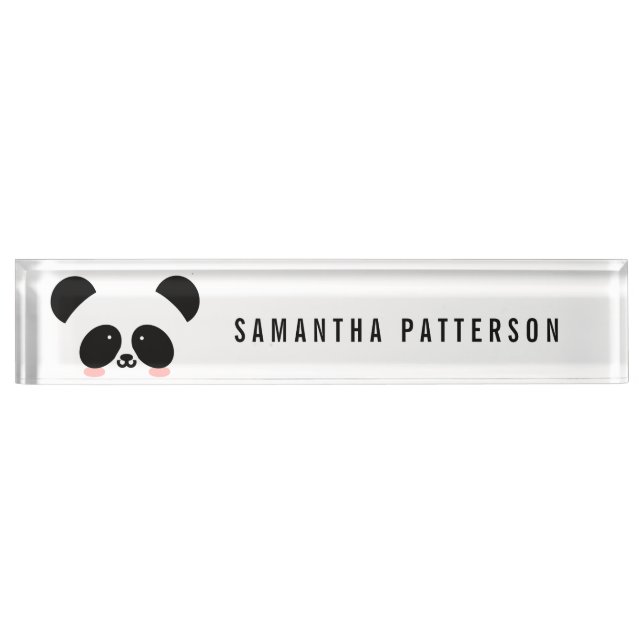 Cute Kawaii Panda | Add Your Name Nameplate (Front)