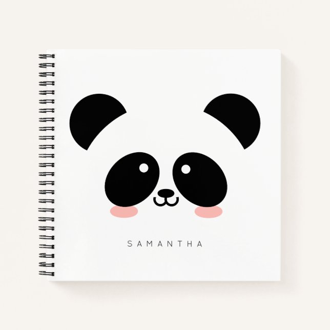 Cute Kawaii Panda | Add Your Name Notebook (Front)