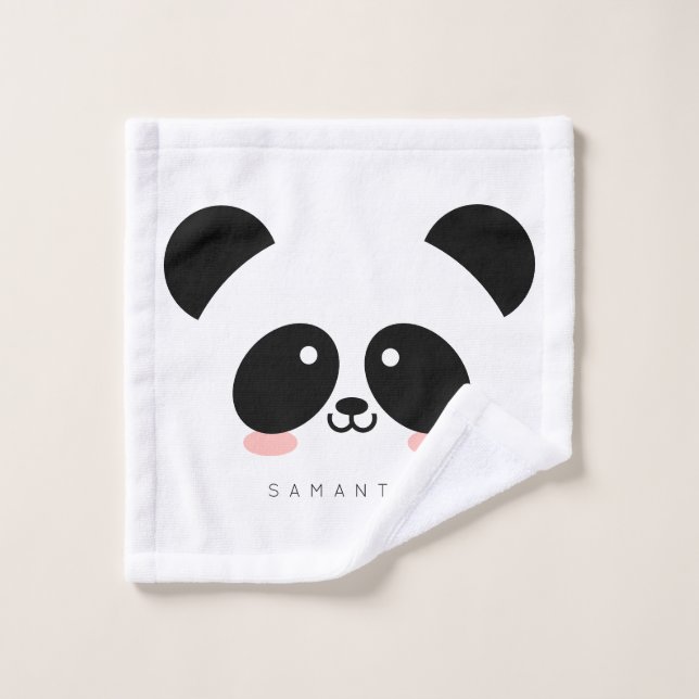 Cute Kawaii Panda | Add Your Name Wash Cloth (Wash Cloth)