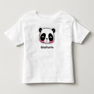 Cute Kawaii Panda Bear with Personalised Name Toddler T-Shirt