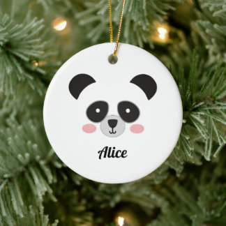 Cute Kawaii Panda Christmas Ornament – Custom Name