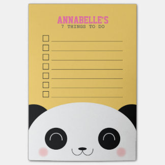 Cute Kawaii Panda Face Kids To Do List Post-it Notes