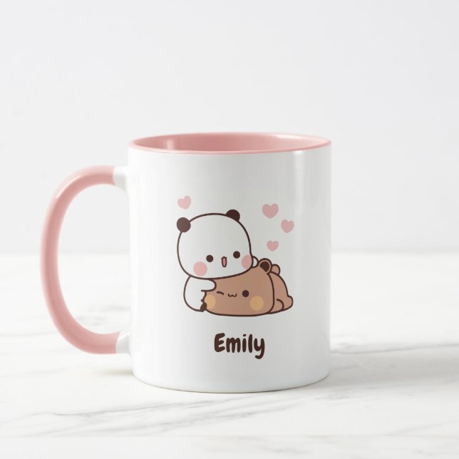 Cute Kawaii Panda | Personalised Add Your Name Mug (Left)