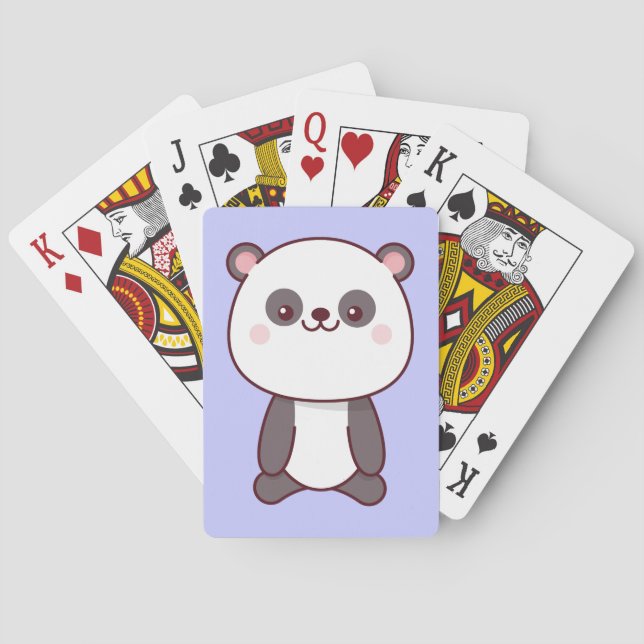 Cute Kawaii Panda Purple  Playing Cards (Back)