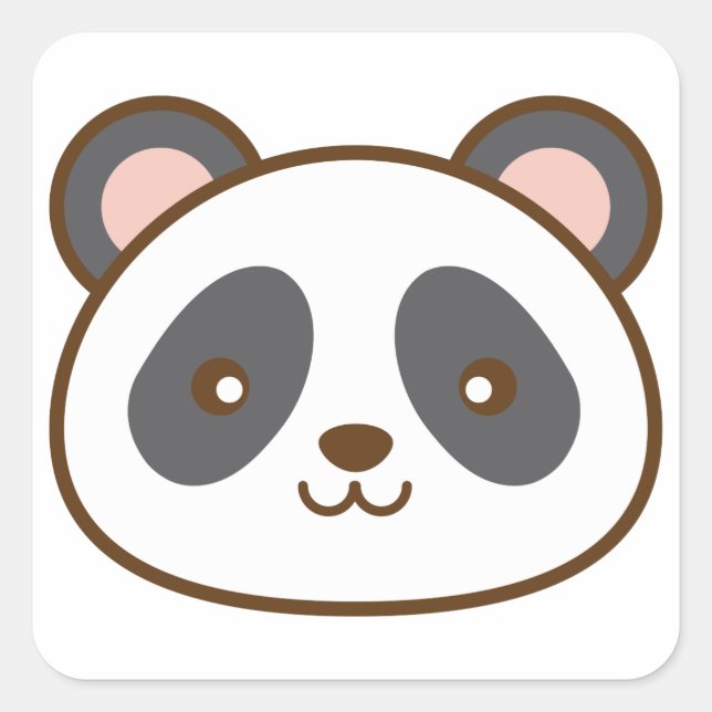 Cute Kawaii Panda Square Sticker (Front)