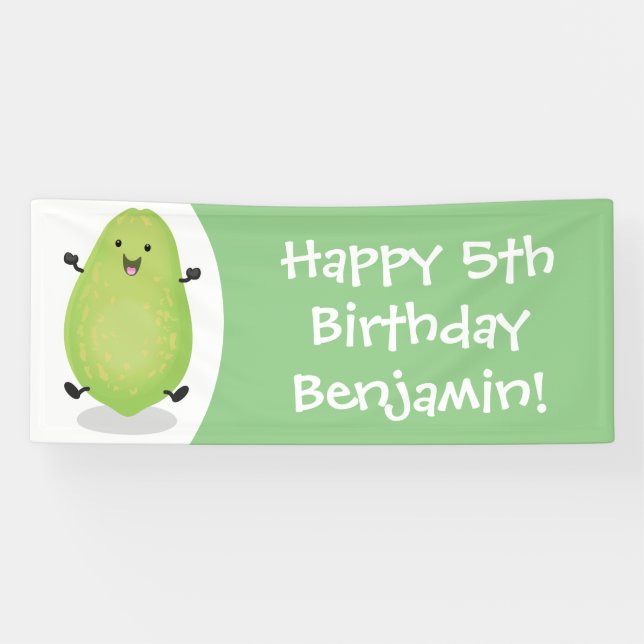 Cute kawaii papaya paw paw cartoon illustration banner (Horizontal)